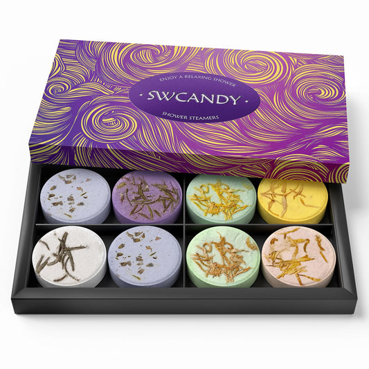Shower Steamers Aromatherapy Birthday Gifts for Women - SWCANDY 8 Pcs Mothers Day Gifts, Mom Wife Daughter Grandma Sister Her Self Care with Natural Essential Oils Relaxation Home SPA Travel Holidays