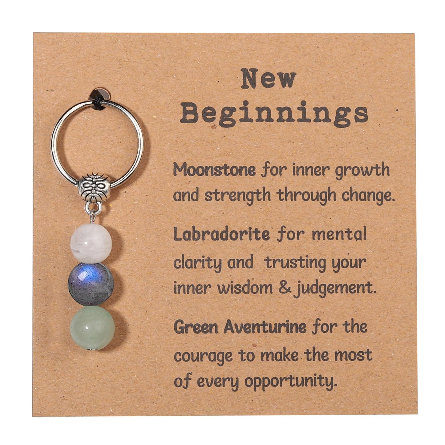 GINAZL Natural Crystals Keychain Gift for New Beginnings, New Beginnings Gifts for Coworker Anxiety Relief Keychain for Women
