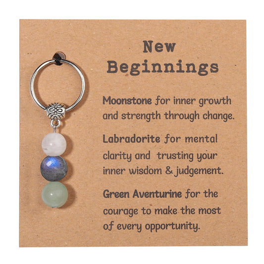 GINAZL Natural Crystals Keychain Gift for New Beginnings, New Beginnings Gifts for Coworker Anxiety Relief Keychain for Women