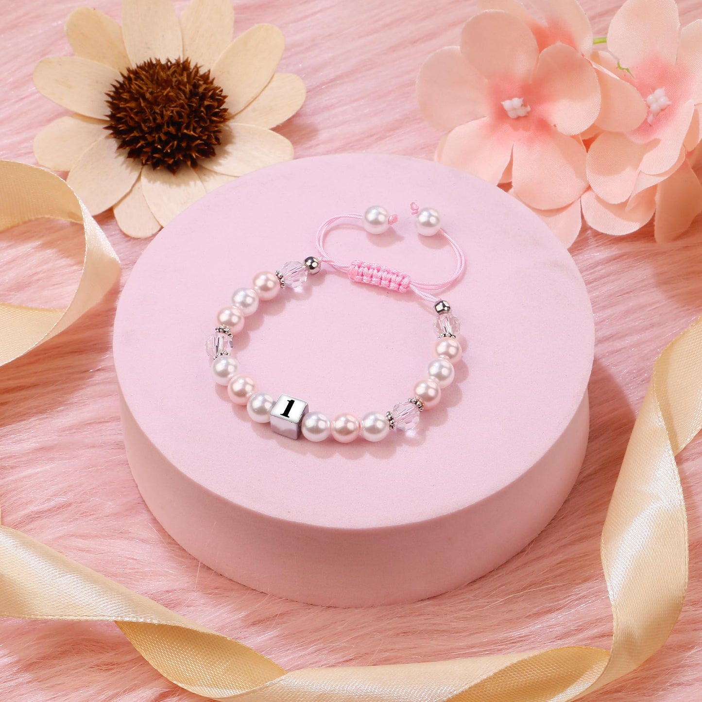 Sereney Birthday Gifts for Girls, Beaded Bracelets as 1/2 1 2 3 4 5 6 7 8 9 10 11 12 13 14 15 16 Year Old Birthday Gift, Adjustable Cross/Pearl Bracelet as Happy Birthday Gifts for Daughter