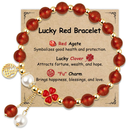 Sereney Lucky Bracelets for Women as Healing Crystal Protection Bracelets, Cat Aquamarine Bracelet for Girls as Cat Gifts, Red Agate Bead Bracelet for Protection as Feng Shui Gifts