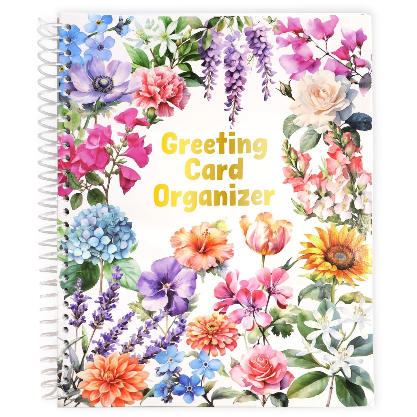 Ceiba Tree Greeting Card Organizer Floral Month by Month Card Keeper Book with Pockets for Christmas Holiday Reminders Birthday Party Wedding