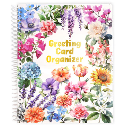 Ceiba Tree Greeting Card Organizer Floral Month by Month Card Keeper Book with Pockets for Christmas Holiday Reminders Birthday Party Wedding