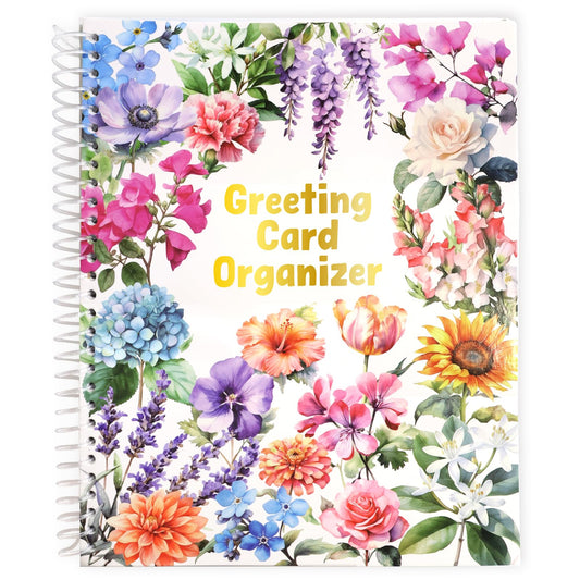 Ceiba Tree Greeting Card Organizer Floral Month by Month Card Keeper Book with Pockets for Christmas Holiday Reminders Birthday Party Wedding