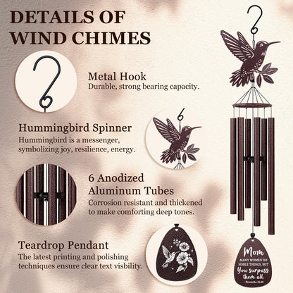 Aurahouse Mothers Day Birthday Gifts for Mom, 37'' Mom Wind Chimes, Christian Gifts for Moms, Mother Birthday Gift from Daughter Son, Religious Christmas Valentines Day Presents for Moms