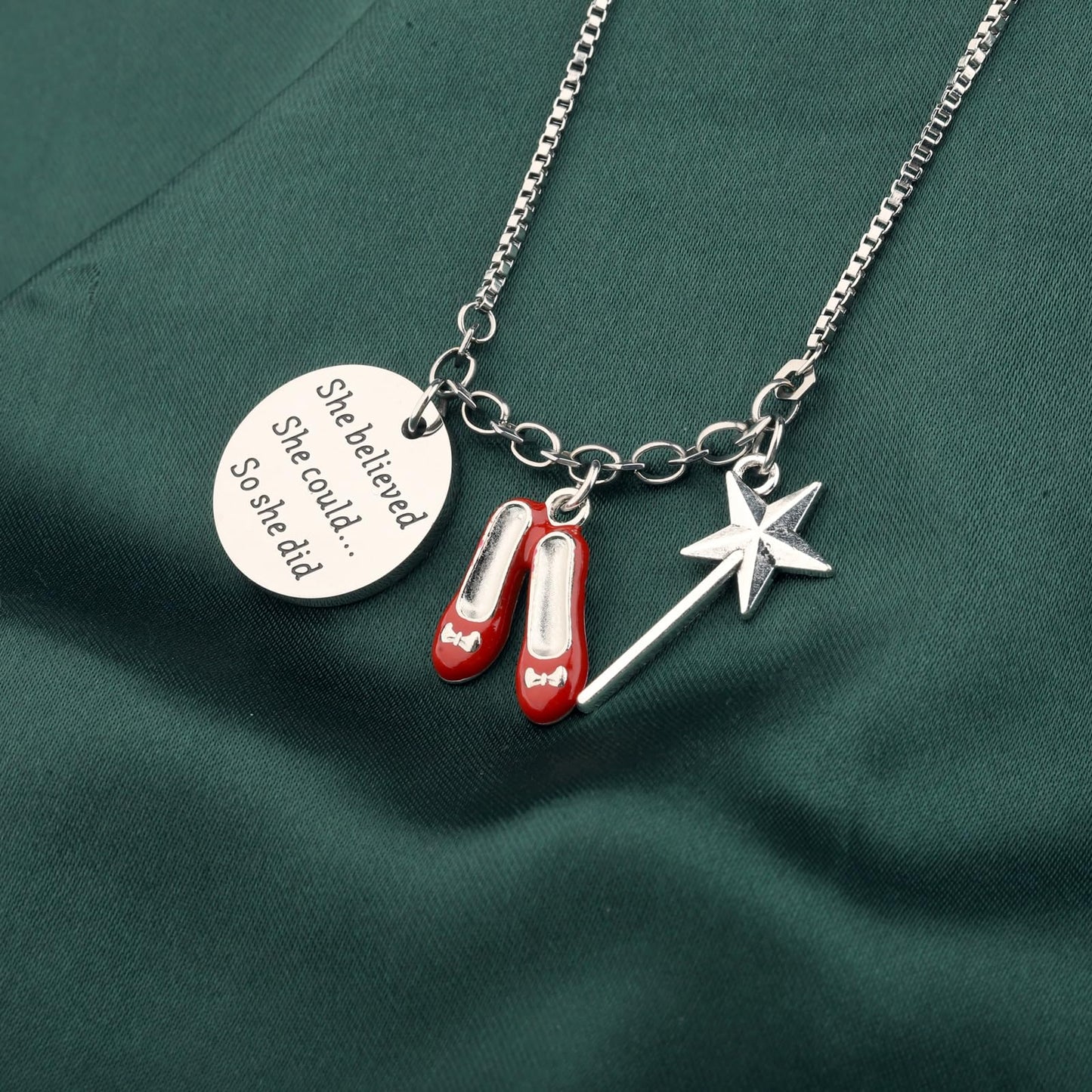 PLITI Dorothy Gift Dorothy Ruby Gift She Believed She Could So She Did Ruby Slippers Bracelet For Fantasy Movie Fan
