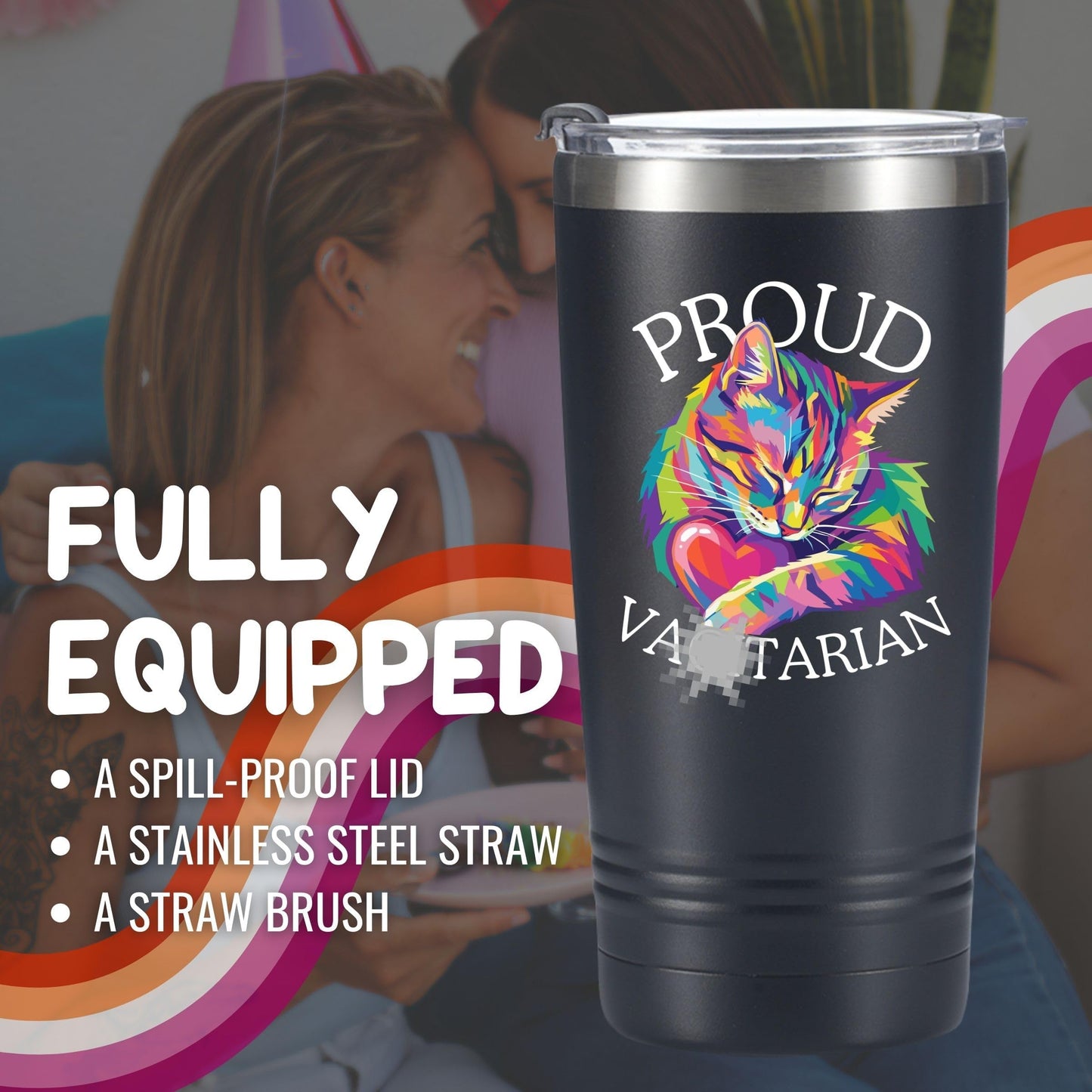 Onebttl Funny Lesbian Gifts, 20oz Travel Insulated Tumbler with Straw