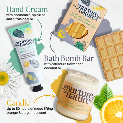 Nurture by Nature RELAX & UPLIFT Spa Kit for Women – Birthday Gifts for Women – 6 Piece Gift Basket with Hand Soap, Body Scrub, Hand Cream & More - Vegan Self Care Kit - Relaxation Gifts for Her