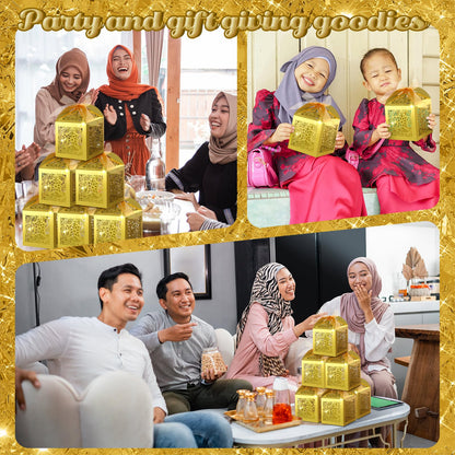 ReliThick 50 Pcs Ramadan Eid Mubarak Candy Box Set Ramadan Gift Boxes with Ribbons Muslim Party Favor Boxes Paper Thank You Gift Box for Eid Islamic Party Birthday Decorations(Star)