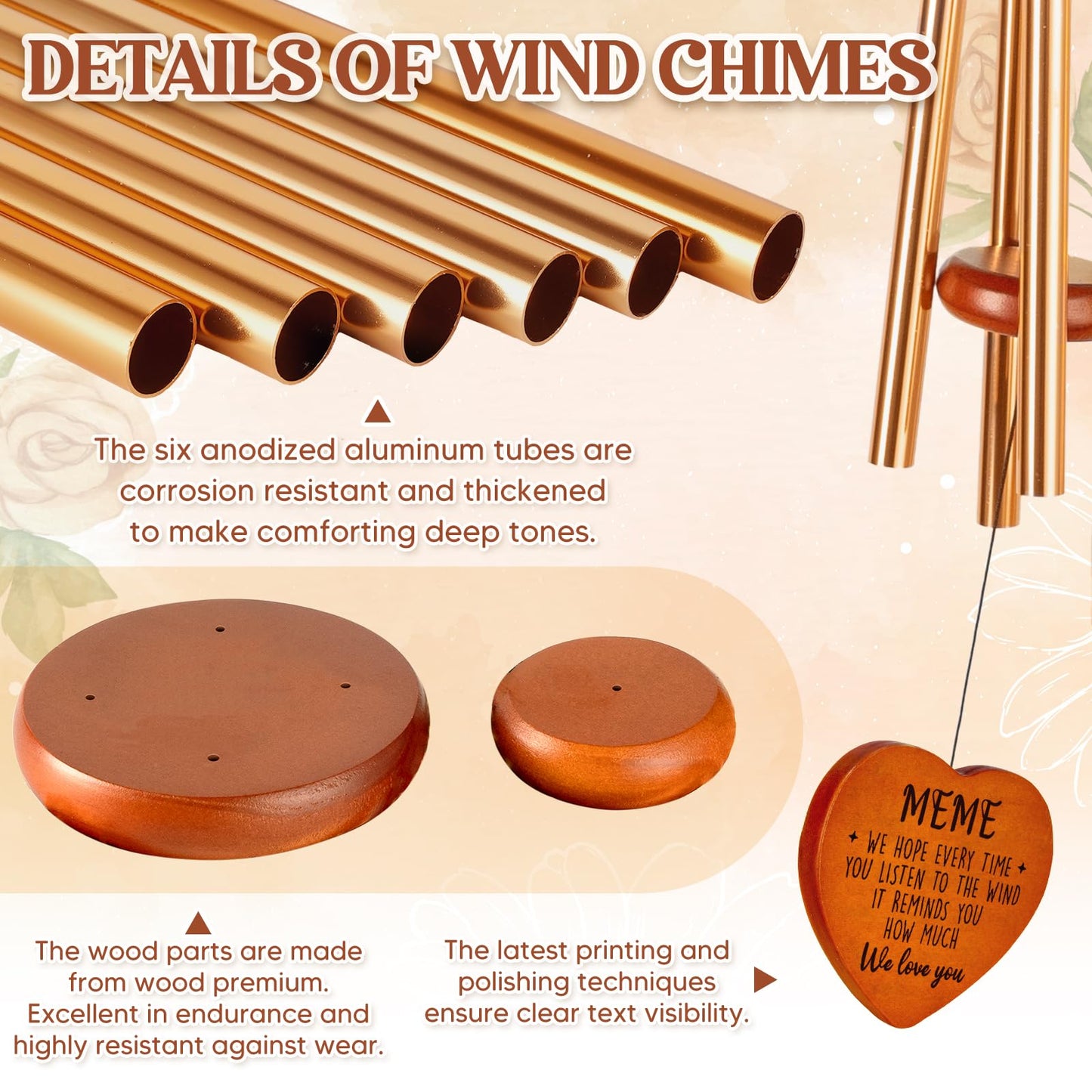 Meme Gifts from Grandkids, Meme Wind Chimes, Birthday, Retirement, Thanksgiving, Mothers Day, Grandparents Gifts from Grandchildren, Grandma Gift