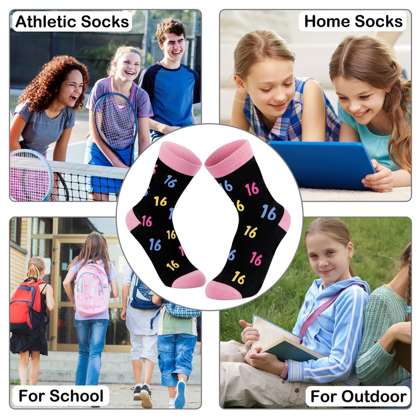 Juesly 5-18 Years Old Birthday Gifts for Girls - Socks for Girls with Pop up Birthday Card, Presents for 5-18 Year Old Grils