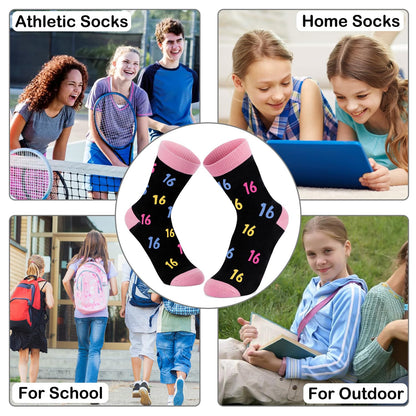 Juesly 5-18 Years Old Birthday Gifts for Girls - Socks for Girls with Pop up Birthday Card, Presents for 5-18 Year Old Grils