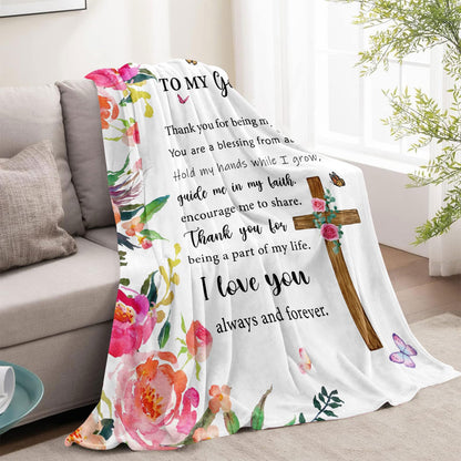 Mothers Day Godmother Gifts, Godmother Birthday Gift from Godchild, God Mother Gifts for Women, Christian Gifts for Godmother from Goddaughter or Godson, Baptism Gifts Throw Blanket 60 x 50 Inch
