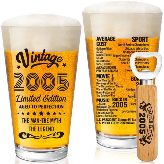 21st Birthday Gifts For Men, Vintage 2005 Beer Glass 21 Year Old Birthday for Him, 21st Birthday Decorations for Man Over 21, Cool 21 Birthday Gift Ideas for Men Turning 21