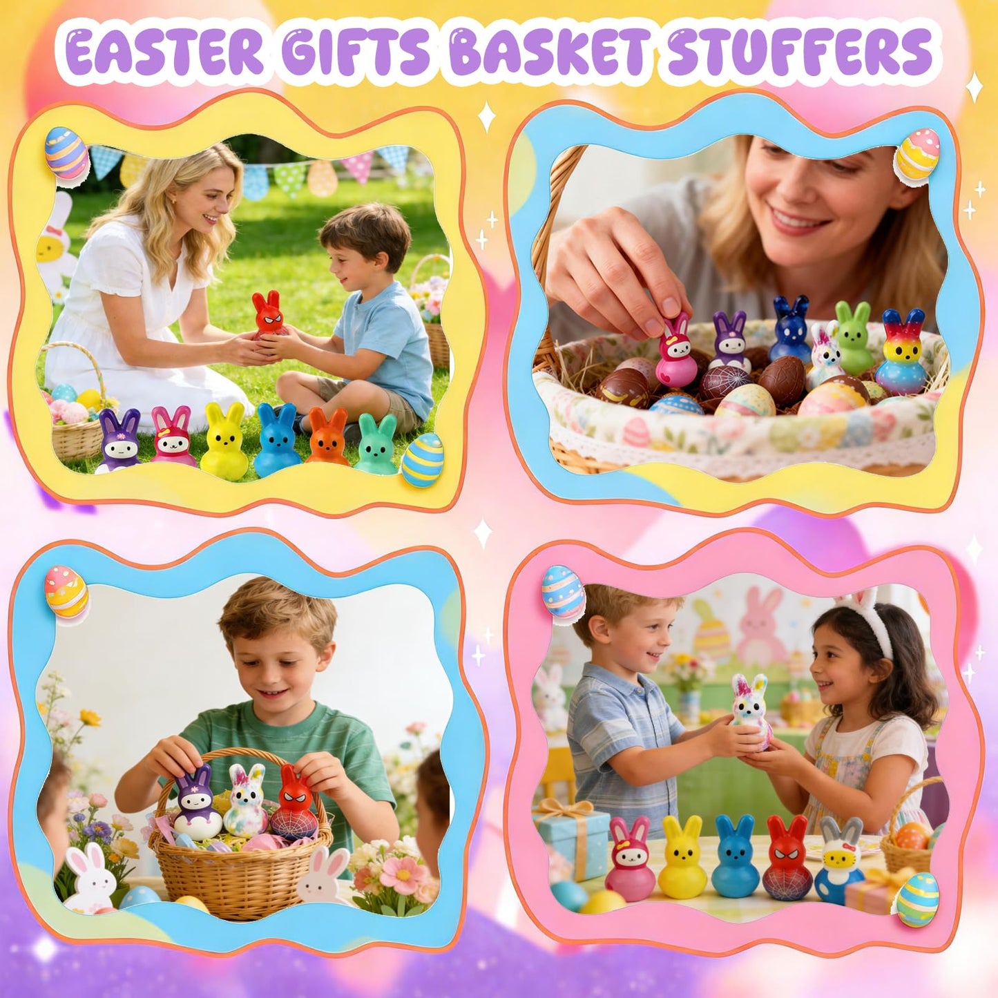 30Pcs Bunny Slow Rising Squishy Toys,Bulk Stress Relief Fidget Toy Squeeze Bunny for Kids,Treasure Chest Prizes, Classroom Prizes for Boys Girls