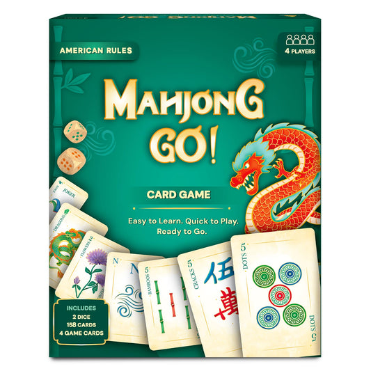 Gouda Games Mahjong Go! Card Game – Classic Mahjong Reimagined as a Card Game, American-Style Rules Inspired Strategy Game, Fast-Paced & Travel-Friendly, 4 Players, Gift for Adults & Teens