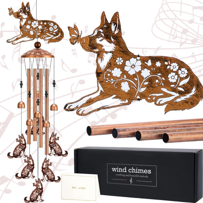 German Shepherd Gifts Windchimes - Metal Dog Wind Chimes for Outside Waterproof Art Hanging Garden Yard Patio Balcony Porch Decor Birthday Gift for Animal Lover Women Men Mom Grandma Friends