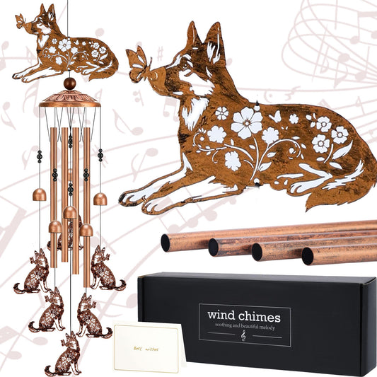 German Shepherd Gifts Windchimes - Metal Dog Wind Chimes for Outside Waterproof Art Hanging Garden Yard Patio Balcony Porch Decor Birthday Gift for Animal Lover Women Men Mom Grandma Friends