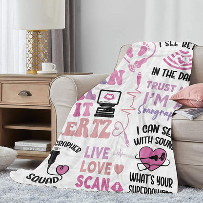Sonographer Gifts Blanket, Ultrasound Tech Student Gifts, Sonographer Soft Throw Blanket 60"X50"
