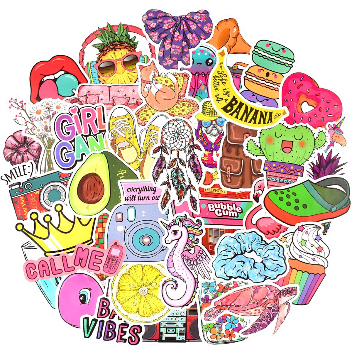 QTL Cute Stickers for Tween Girls Gifts, Waterproof Vinyl Party Favor Stickers, Easter Basket Stuffers, Birthday Gifts, Laptop Water Bottle,50PCS