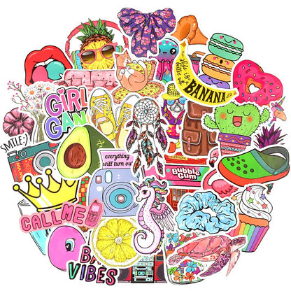 QTL Cute Stickers for Tween Girls Gifts, Waterproof Vinyl Party Favor Stickers, Easter Basket Stuffers, Birthday Gifts, Laptop Water Bottle,50PCS