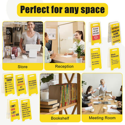 Funny Office Desk Signs 18 Pack – Mini Acrylic Message Holders, Desk Decor & Gag Gifts for Coworkers, Boss & White Elephant
