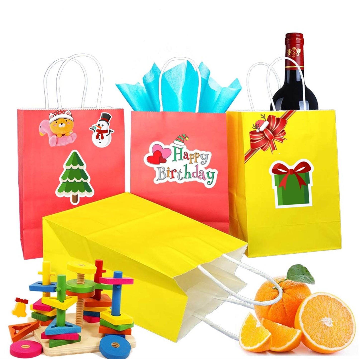 ADIDO EVA 50 Pcs Small Gift Bags Teal Blue Kraft Paper Bag Turquoise Gift Bags with Handles for Party Favors (8.2 x 6 x 3.1 In)