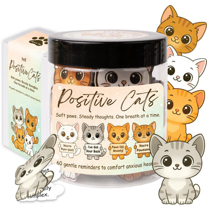 Miarita Positive Cats Jar – 60 Affirmation Cards for Anxiety & Self Care, Cat Mom Gifts For Women, Mothers Day Gifts For Cat Mom, Cat Themed Gift for Mom, Teens & Men, Kids, Coworkers