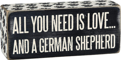 Primitives by Kathy 24978 Paw Print Trimmed Box Sign, 6" x 2.50", German Shepherd