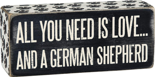 Primitives by Kathy 24978 Paw Print Trimmed Box Sign, 6" x 2.50", German Shepherd