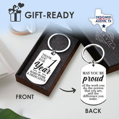 Rosa Vila Work Anniversary Keychain, Employee Gift for Work Anniversary, Coworker, 1-Year, 5-Year, 10-Year, 20-Year