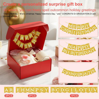 Zopeal Birthday Gifts Baskets for Women with Custom Banner, Gifts Relaxing Spa Package Thank You Box for Her Mom Sister Friend Wife Teacher Coworker(Red)