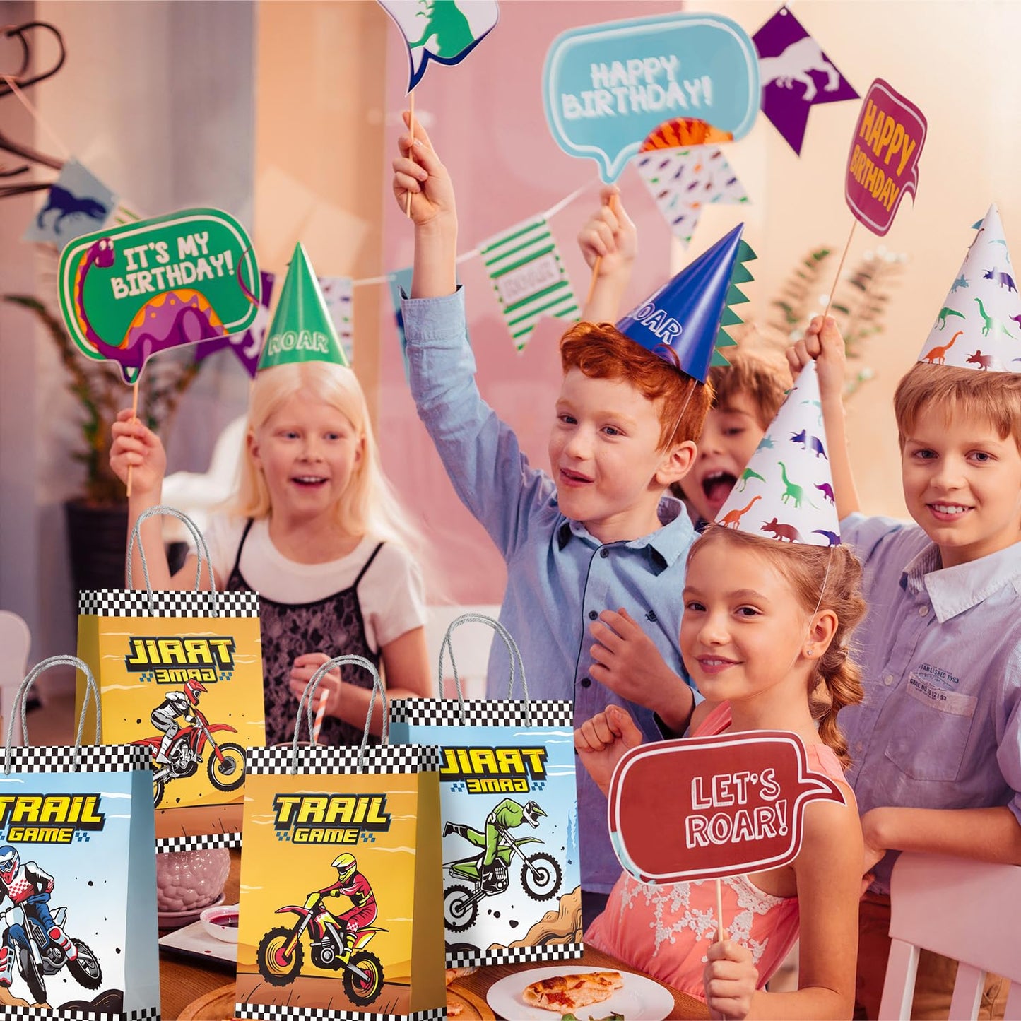 Dirt Bike Party Favor Bags, 24 Pcs Dirt Bike Party Bags Set Motorcycle Themed Party Favor Bags, Dirt Bike Party Gift Treat Bags Goodie Bags for Dirt Bike Birthday Party Decorations
