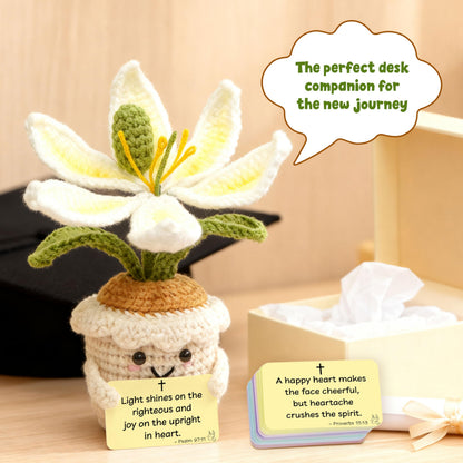 OASSIE Christian Gifts for Women - Positive Crochet Flower with 60 Bible Verses Prayer Cards - Graduation Religious Spiritual Mothers Day Birthday Encouragement Gifts for Women Mom Daughter Her Friend