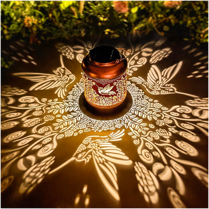 Hummingbird Solar Lanterns Outdoor Waterproof Hanging Solar Lights Hummingbird Gifts for Women Men Mom Metal Bird Decorative LED Lanterns for Yard, Patio, Lawn, Pathway, Landscape, Garden Decor