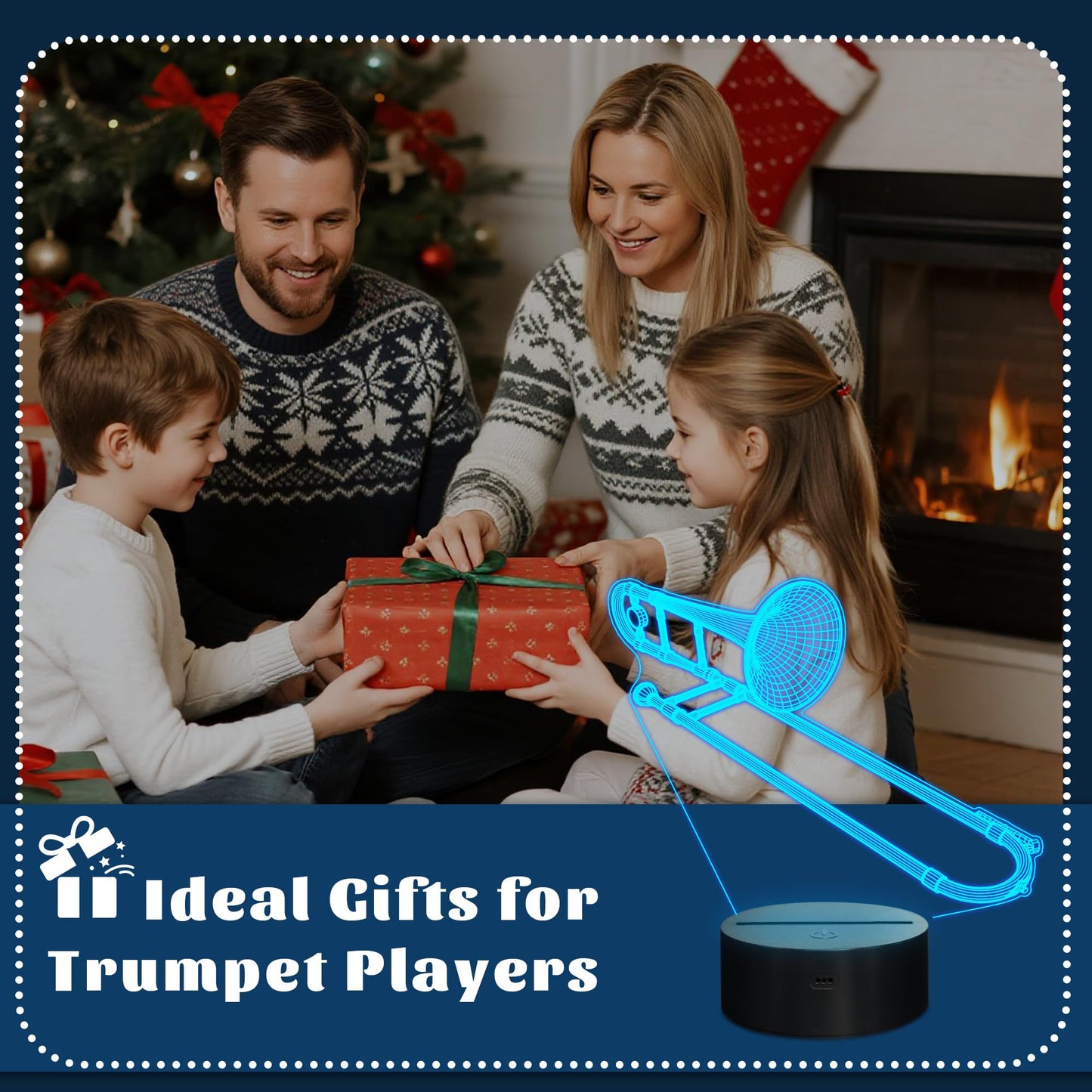 CoolGift Mart Trombone Night Light, 3D LED Optical Illusion Lamp with 16 Colors and Remote Controller, Gifts for Trombone Enthusiasts Music Lovers