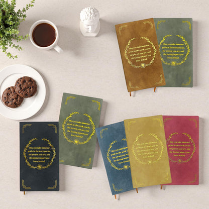 30 Sets Employee Appreciation Gift Set, A6 Faux Leather Notebook with Gold Foil Motivational Quote & Ergonomic Retractable Gel Pen, Ideal for Coworkers, Teachers & Volunteers