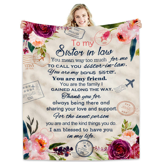 Sister-in-Law Gifts Blanket 60" x 50", Sister in Law Gifts for Women - Funny Present for Sisters Birthday Present Ideas Throw Blankets