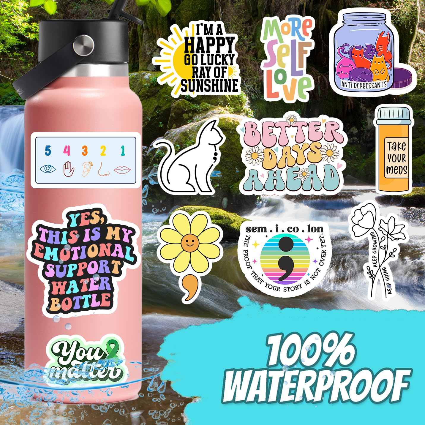 150 PCS Mental Health Matters by Puraesla - Stickers Pack for Journals, Laptops, Water Bottles, Therapist Office Decor, Counselor Office Must Haves, Positive Quote Decals for Mental Health Awareness