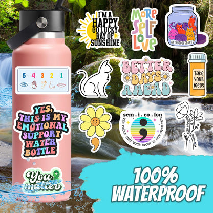 150 PCS Mental Health Matters by Puraesla - Stickers Pack for Journals, Laptops, Water Bottles, Therapist Office Decor, Counselor Office Must Haves, Positive Quote Decals for Mental Health Awareness