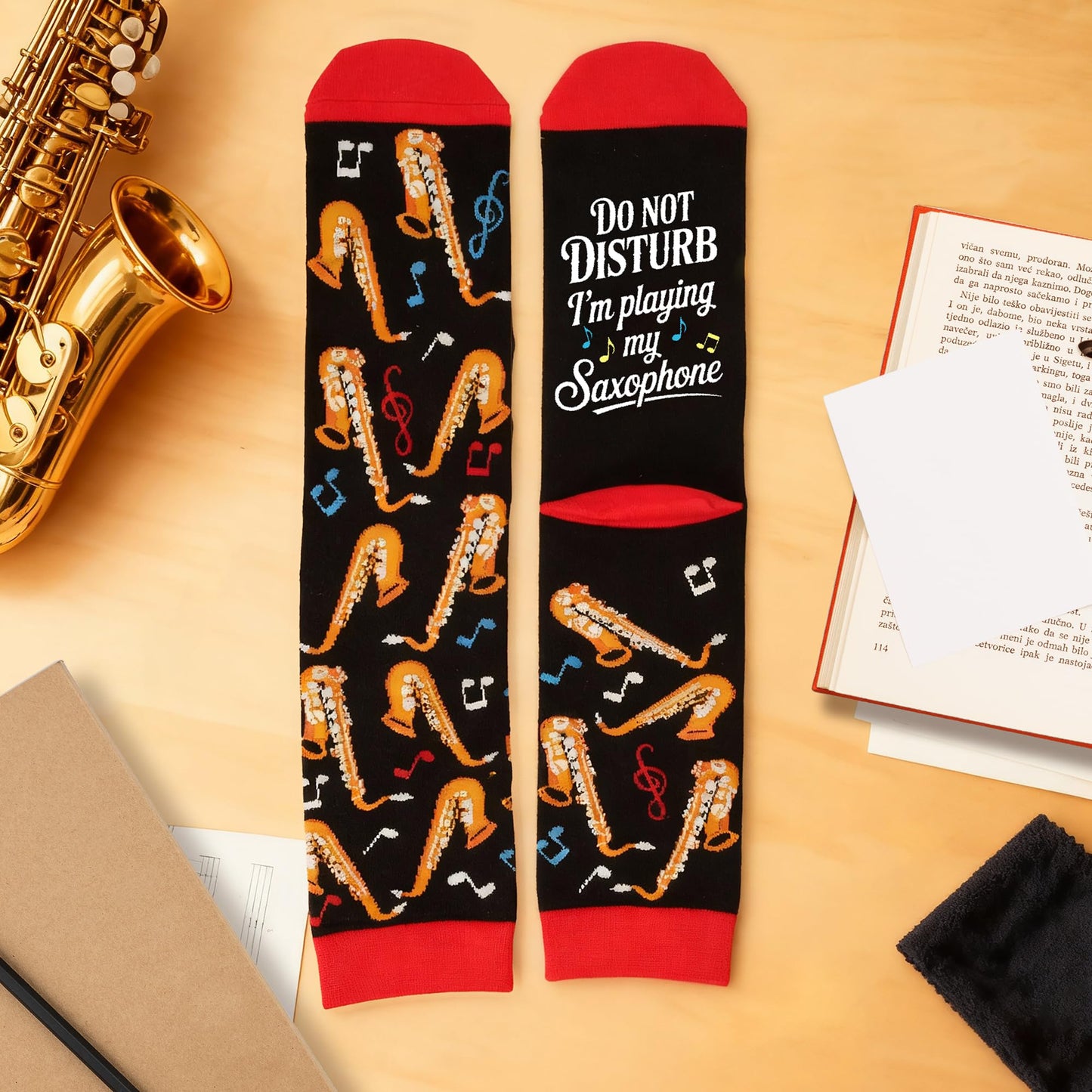 ZAGKOO Gifts for Guitar Players Rock And Roll Music Lovers Saxophone Trombone - Funny Socks for Men Women - Fathers Day Ideas