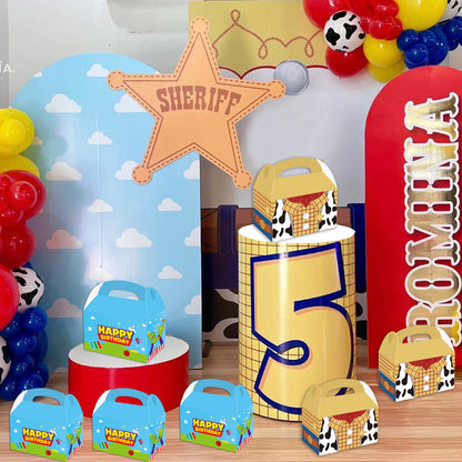 WEGYMER Cartoon Story Party Boxes 16pcs Two Infinity and Beyond Birthday Gift Goodie Bags For Toy Theme Birthday Party Supplies