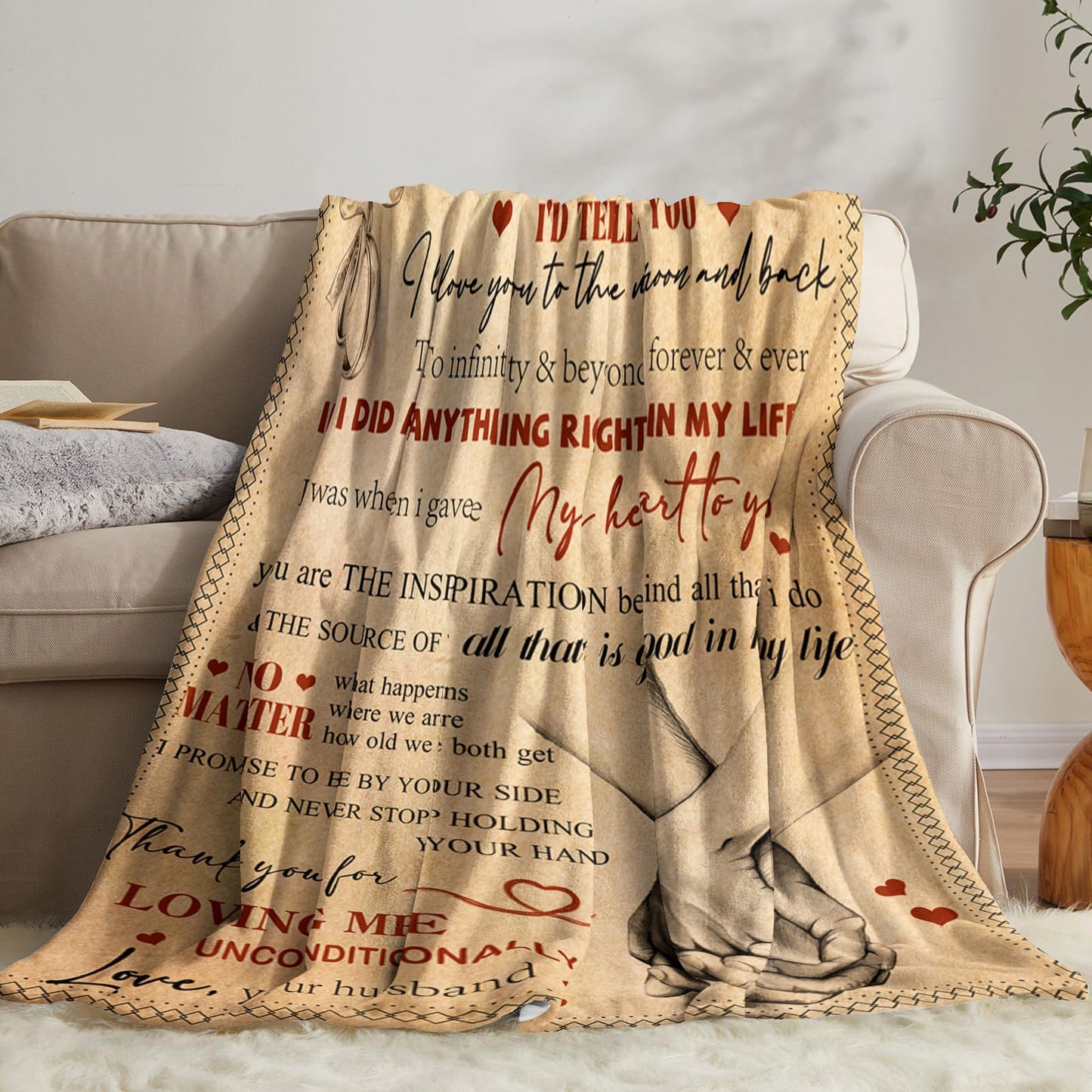 Wife Birthday Gifts from Husband Ideas - Happy Wedding Anniversary Romantic Gifts for Women - I Love You Gift for Her - Mothers Day Birthday Presents for Her - to My Wife Blanket 50"x60"