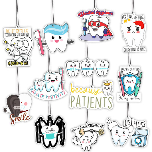 Siifert 24 Pcs Dental Hygienist Gifts for Hygiene Week Funny Air Freshener Car Scented Hanging Tooth Decor for Doctor Nurse Medical Staffs Dentists Assistants Student Teacher Appreciation Gifts