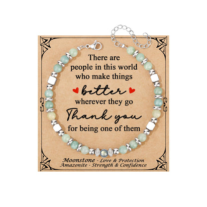 JoycuFF 𝗚𝗶𝗳𝘁𝘀 𝗳𝗼𝗿 𝗪𝗼𝗺𝗲𝗻 𝗠𝗼𝗼𝗻𝘀𝘁𝗼𝗻𝗲 𝗕𝗿𝗮𝗰𝗲𝗹𝗲𝘁 Amazonite Colorful Imperial Jasper Stainless Steel Beads Bracelets, Graduation Christmas Valentines Mothers Day Birthday Gifts