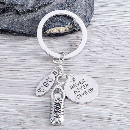 Infinity Collection Marathon Gifts - Never Give Up Runner Keychain, Running Jewelry, Marathon Jewelry, 26.2 Keychain