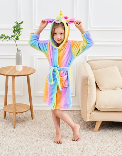 Doctor Unicorn Soft Unicorn Hooded Bathrobe Sleepwear - Unicorn Gifts for Girls