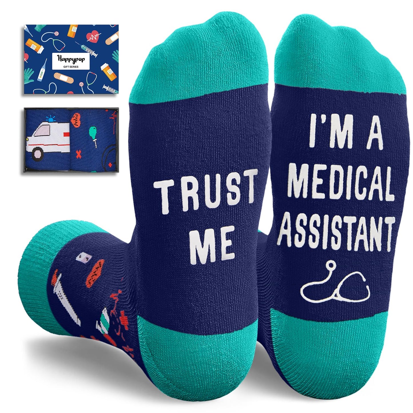 HAPPYPOP EMT Gifts for Men Women - Medical Assistants Gifts Medical Assistants Week Socks