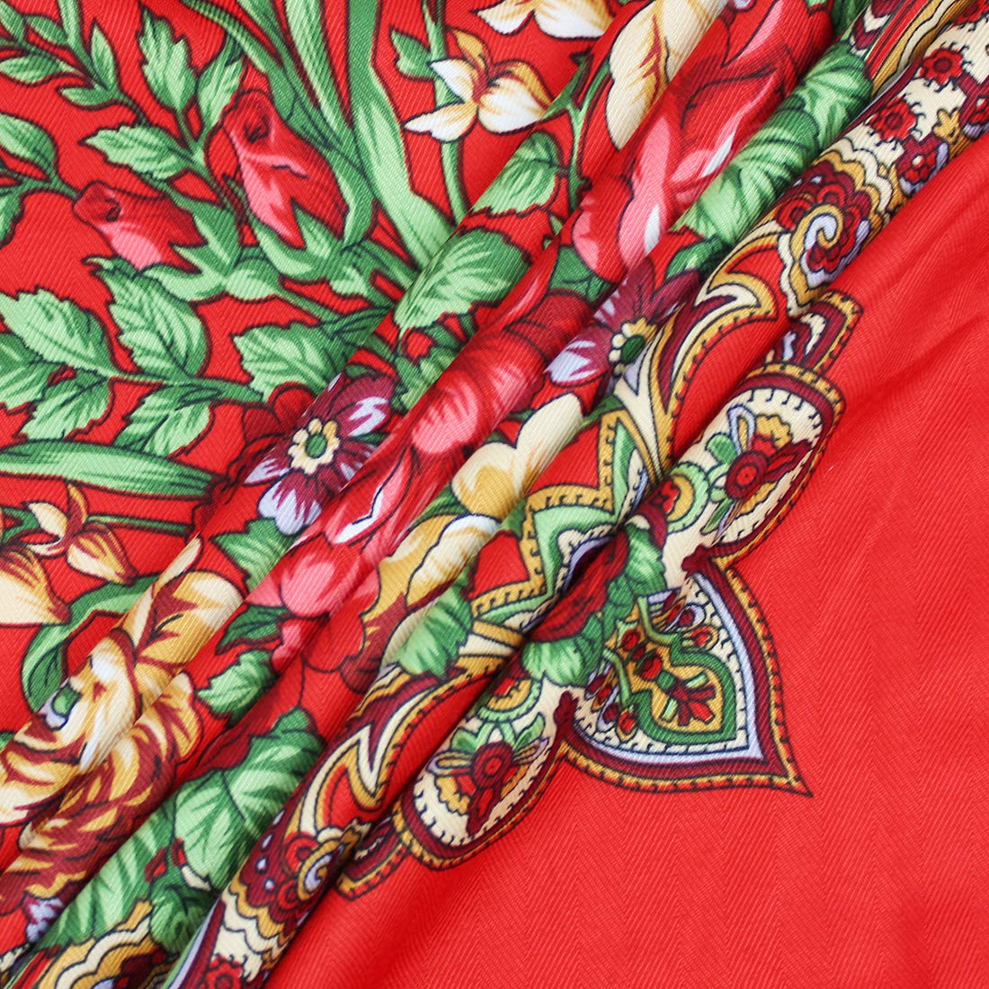 Gudessly 62"*62"Oversized Women's Traditional Retro Scarf Wrap Tassel Fringes Floral Poncho Shawl Printing Shawl