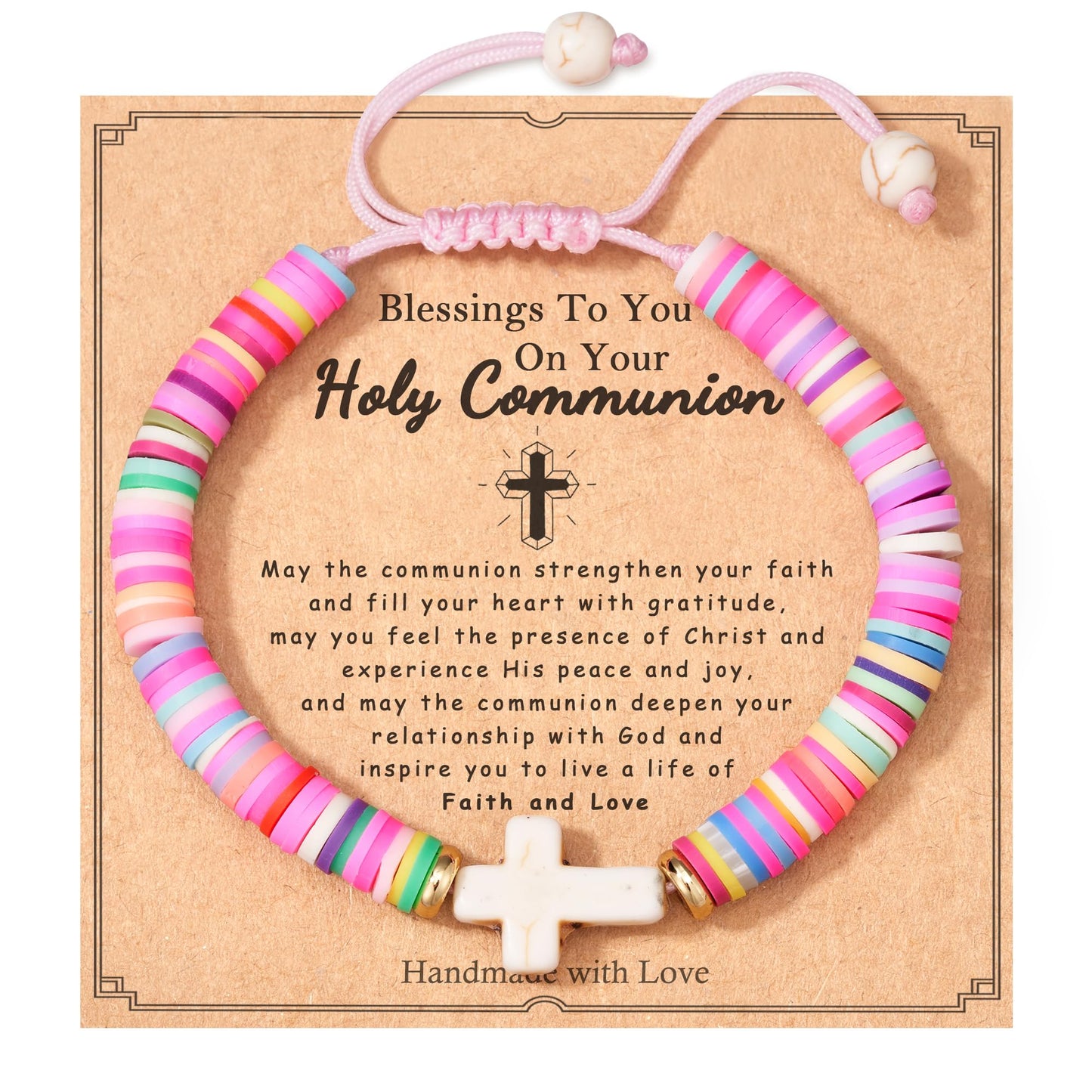 Shonyin Adjustable Cross Bracelet for Girls,Kindergarten Preschool Graduation First Communion Baptism Easter Confirmation Gifts for Girls